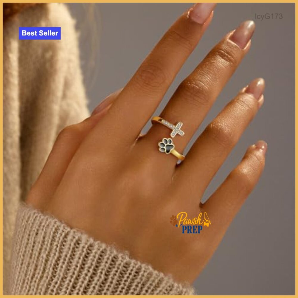 Sterling Silver Adjustable Stack Ring With Paw Pr… - image 3